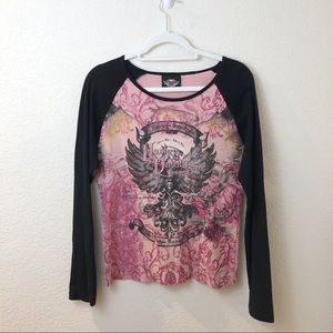 Harley Davidson pink rhinestone long sleeve
